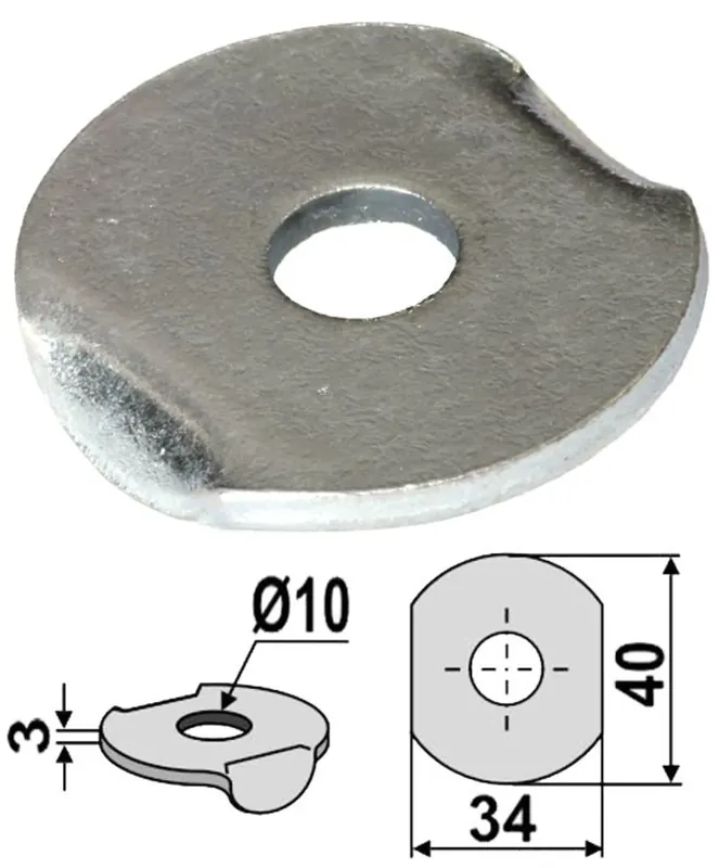 Industriehof® Unterlegscheibe 40; 34 x 10 x 3 mm, für universal, 10.ST-HH-1 Sale