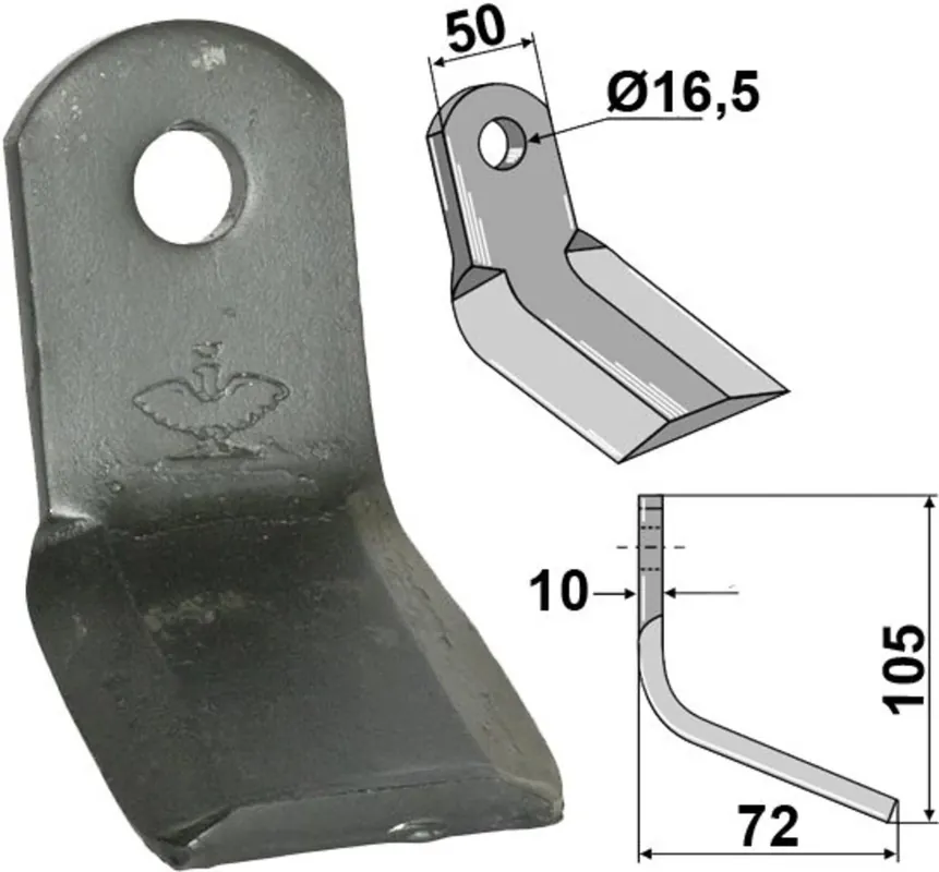 Top-Preis Industriehof® Y-Messer 105 x 50 x 10 mm, Bohrung 16,5 mm, für Mulcher M.E.A.A.T., Alpego, 63-MEA-10