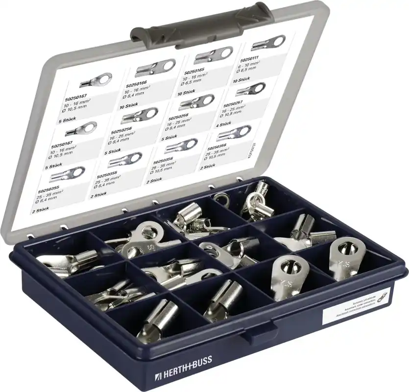 Herth + Buss Lötverbinder-Sortiment DIN 46211-A, 62 St., rund, Messing, feuerverzinnt, 54 250 001 Markenprodukt