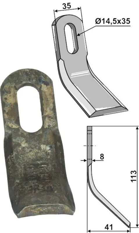 Industriehof® Y-Messer 113 x 35 x 8 mm, Bohrung 35 x 14,5 mm, für Mulcher Bomford, 63-BOM-57 Solange Der Vorrat Reicht