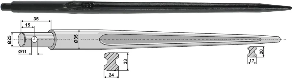 Industriehof® Frontladerzinken 860 mm, , spitz, gerade, für Mailleux, 18860 Begrenztes Angebot