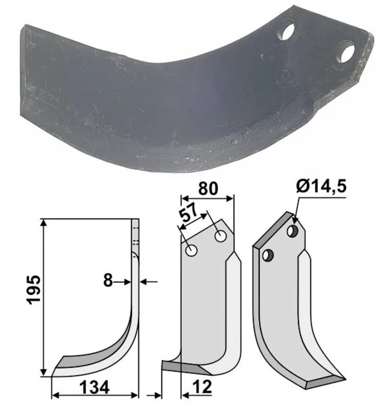 Industriehof® Fräsmesser links/rechts 195 x 80 x 8 mm, Bohrung 14,5 mm, für Celli Nur Heute