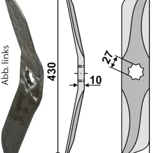 Ausverkauf Industriehof® Rollspatenmesser links/rechts 430 x 74 x 10 mm Bohrung 27 mm für Hankmo-Tume Sampo