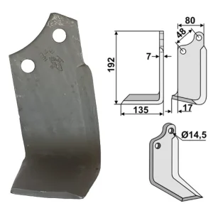 Aktuell Industriehof® Fräsmesser links/rechts 192 x 80 x 7 mm, Bohrung 14,5 mm, für Maschio