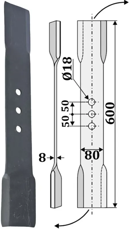 Mega-Angebot Industriehof® Schlegelmesser 600 x 80 x 8 mm, für Mulcher Aedes, Pircher, 63-AED-06-R