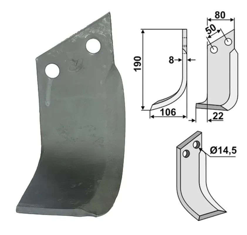 Industriehof® Fräsmesser links/rechts 190 x 80 x 8 mm, Bohrung 14,5 mm, für Meratino Preisreduziert
