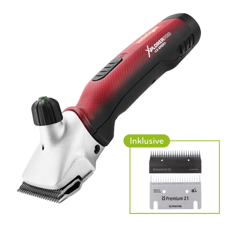 Schnäppchen XPLORER PRO 2-Speed Akku-Schermaschine mit Messer-Set 21/23