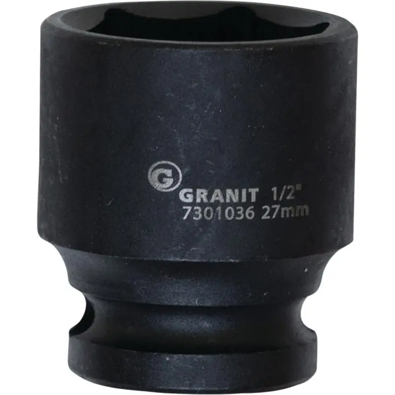 Markenware GRANIT Black Edition 1/2‘ 6Kant-Kraft-Stecknuss, kurz, 30mm