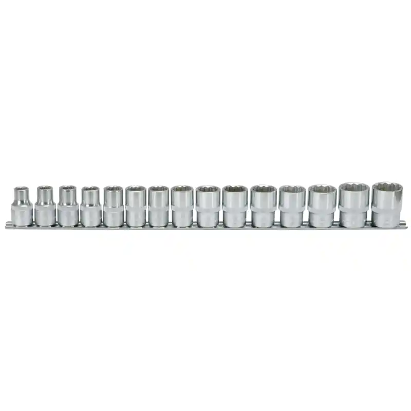KS Tools 1/2" 12-kant-Stecknuss-Satz 15-teilig, auf Clipleiste 38 mm lang Neue Kollektion