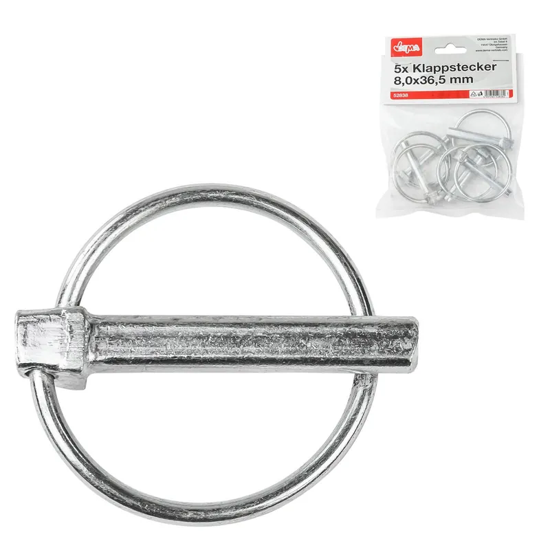 5x Klappstecker Federstecker 8,0 x 36,5 mm Klappstift Klappsplint Günstig