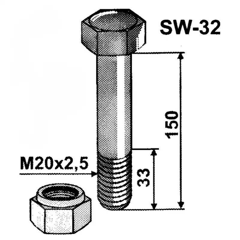 Markenware Schraube M20x2,5x150 mm, 10.9