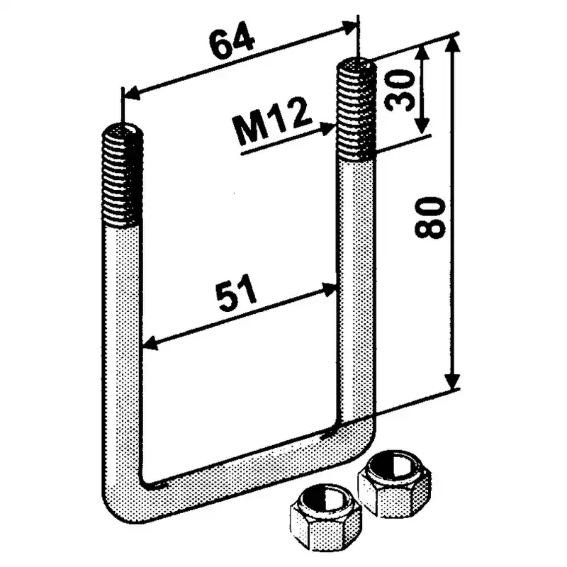 Ausverkauf Bügelschraube M12x1,75, R50x50