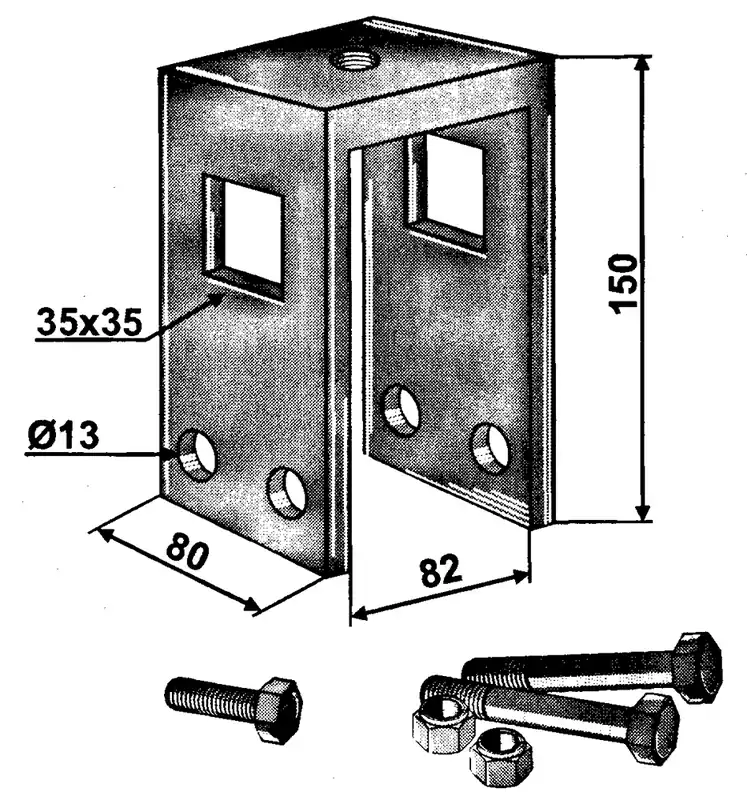 Halter zu Spurlockererzinke für Rahmen 80x80mm Expressversand