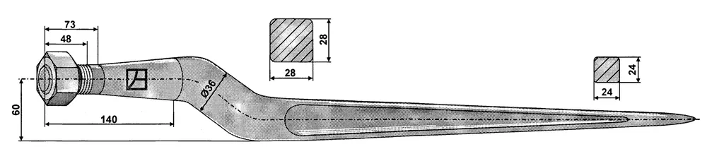 Silozinke 810mm, Vierkantprofil, anstelle Bressel & Lade 70400812 Wochenendangebot