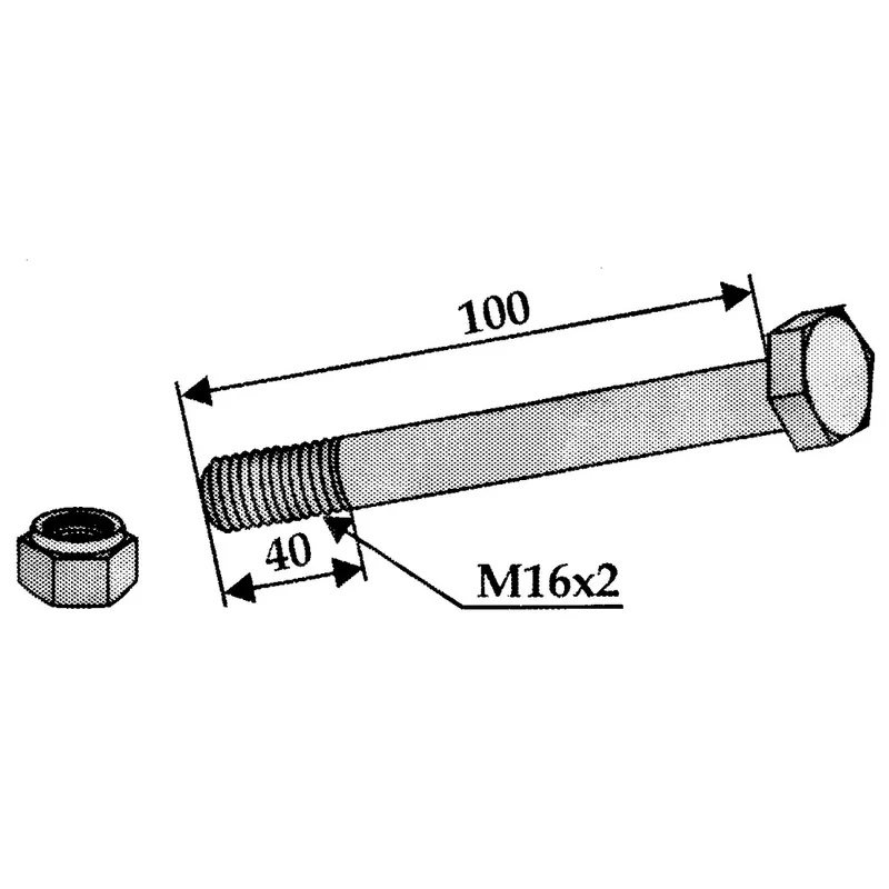 FAIE Schraube mit Sicherungsmutter M16x2x100 mm, Festigkeit 10.9 Sale