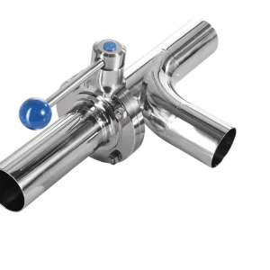 Abverkauf Edelstahl T-Bogen-Scheibenventil, DN50 (52 mm)