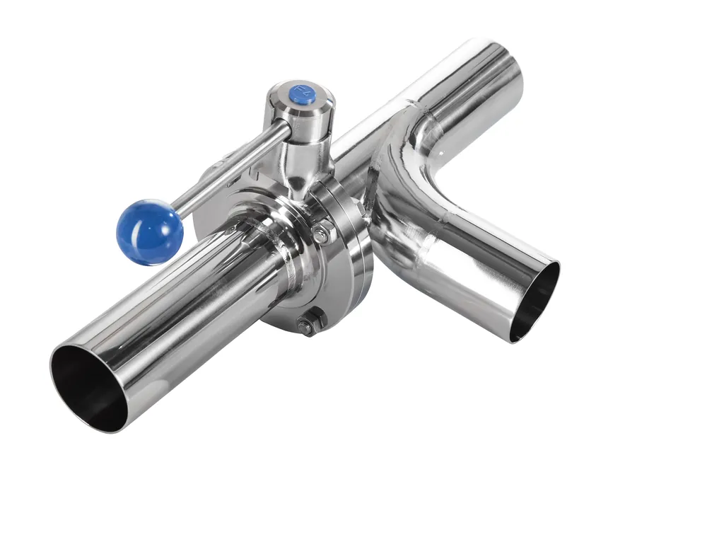 Abverkauf Edelstahl T-Bogen-Scheibenventil, DN50 (52 mm)